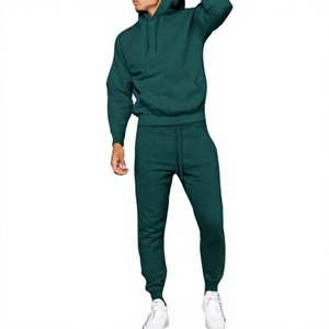 <b>Men</b> Hooded Tracksuit Solid <b>Navy</b> Cotton Casual Wear Full Length Drawstring <b>Jogger</b> Pants Regular Fit Autumn Breathable - Product Image 2