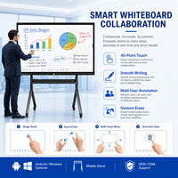Tableau numérique intelligent LCD 4K de 65/75/86 pouces avec écran Android 14, tableau blanc double système OPS, tableau électronique mobile, prix OEM