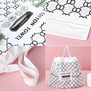 Cotton Facial Towel Packaging Bag Drawstring Reusable Face Towel Storage Bag With Custom Logo Printing - Product Image 3