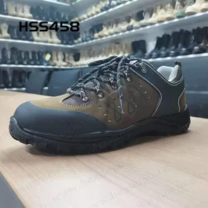 CR,hot selling top-level crazy horseb leather safety sport shoes anti-puncture jogger shoes popular in UK for sale HSS458