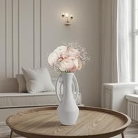 Vase en céramique artisanal transparent avec glaçure, style Art déco, pour décoration florale blanche, ornement de table, décoration intérieure