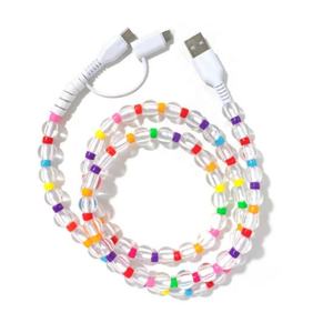 สายชาร์จโทรศัพท์แบบใสประดับลูกปัดสีสันสดใส ดีไซน์น่ารัก คุณภาพสูง รองรับการชาร์จเร็ว 12W 60W - Product Image 1