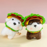 Porte-clés en peluche animalier Hamburger, mini chien, cochon, éléphant, husky, breloque de sac à dos en peluche, cadeau pour enfants, vente en gros, pendentif de sac personnalisé, décoration