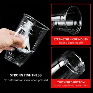 Gobelets jetables en PET de 98 mm avec couvercles, impression de logo personnalisé, pour boissons froides, thé à bulles et café, 16 oz, transparents, vente en gros - Product Image 4