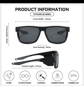 Lunettes de soleil polarisées carrées UV400 rétro 2025 personnalisables avec logo pour hommes et femmes, coupe-vent, pour la conduite, le cyclisme et le sport - Product Image 4