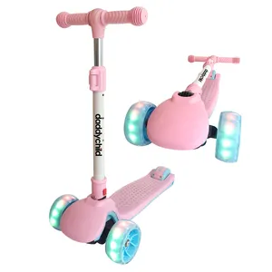 Scooter infantil três rodas com luzes led chick scooter pé scooter