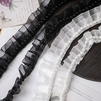 Garniture en organza 3d à volants pour robe de mariée en dentelle plissée pour robe de mariée