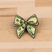 Broche en émail rétro vintage en forme de nœud, style dessin animé, en métal, thème dollar américain, bijoux fantaisie, cadeaux pour amis, épingles de revers, badges