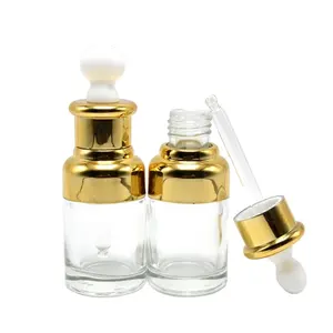 Grosir Botol Kaca Minyak Esensial 1 Oz Emas Putih Bening dengan Penitis