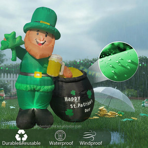 Duende Inflable de 6 Pies con Luz LED para el Día de San Patricio, Alimentado por CC, Sostiene una Cerveza y una Trébol de la Suerte en una Cacerola Dorada, para Decoración de Jardín y Patio - Product Image 4