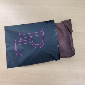 Wholesale Custom Hot Pink Logo Matte Black PE Zipper <b>Bags</b> Frosted <b>Zip</b> Lock Pouches For Clothing Jewelry Skincare Brand Packaging - Product Image 3