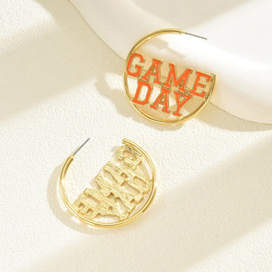 Pendientes de Aro con Diseño de Baloncesto, Aleación de Zinc, Acero Inoxidable, Joyería de Moda para Mujer, Uso Casual y de Fiesta - Product Image 2