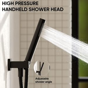 Ensemble de robinet de système de douche de plafond carré en acier inoxydable noir mat pommeau de douche pluie poignée pulvérisateur Valve garniture Kit mélangeur accessoire - Product Image 5