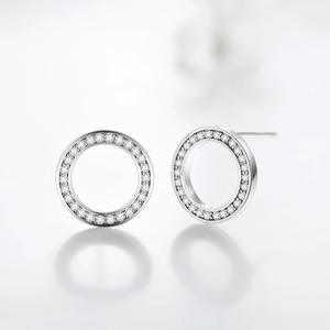 Ensemble collier et boucles d'oreilles pendantes en argent sterling S925 avec double halo de zirconiums cubiques, bijoux délicats pour femmes - Product Image 3