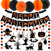 Bannière et guirlandes en spirale pour Halloween, avec motifs fantômes et citrouilles, pour décorations de fête