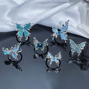 <span class=keywords><strong>2025</strong></span> Новое кольцо с синей бабочкой различного дизайна большое необычное красивое романтическое женское кольцо с бабочкой - Product Image 2