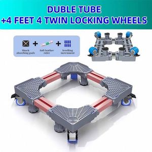 Carro de lavado de 4 ruedas con doble barra fija mejorada, estante ajustable de alta resistencia para lavadora con 4 ruedas bloqueables y 4 patas fuertes - Product Image 2