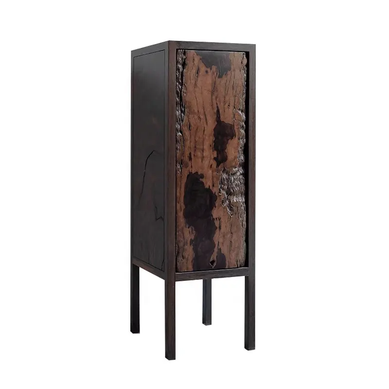Modern New Chinese Style Designer's Furniture Wooden Corner Cabinet, Single-door Tea Cabinet, Plant Stand Flower Table
