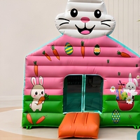 Château gonflable sur le thème du lapin de Pâques, structure gonflable en PVC avec toboggan, 6 x 4 m, pour location de fête en plein air