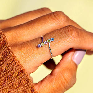 Anello T0696 in Moissanite, Argento 925, Taglio Brillante Rotondo, Montatura a Griffe, Anello con Gemma per Donna, Uso Quotidiano - Product Image 3