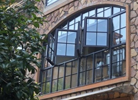 Ventana de Rejilla de Acero Arqueada de Repuesto, Estilo Francés Horizontal, Moderna, Delgada, Insonorizada, con Aislamiento Térmico, Personalizada