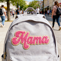 La nouvelle chaude fête des mères bordure dorée broderie de paillettes en gros maman patchs fer sur lettres maman Chenille Patch pour vêtements
