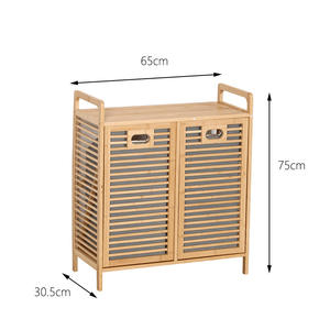 <span class=keywords><strong>Armoire</strong></span> de rangement en bambou avec panier à <span class=keywords><strong>linge</strong></span>-Organisateur d'angle pour chambre/salon, support de <span class=keywords><strong>tri</strong></span> des vêtements et commode - Product Image 6