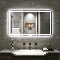 Miroir intelligent de salle de bain moderne en verre avec écran tactile LED, design mural, fonction anti-buée, miroir de toilette et de maquillage