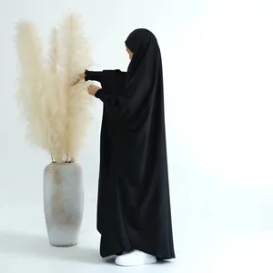 2024 Latest Wholesale Manufacturer Islamic Clothing Girls 1 Piece Jilbab Abaya Dress Hijab Khimar Kids Muslim Abaya