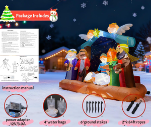 Crèche de Noël gonflable de 7 pieds avec lumières LED, ensemble de crèche comprenant la Sainte <span class=keywords><strong>Famille</strong></span>, les Trois Rois Mages, un ange et un berger - Product Image 5