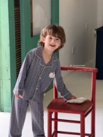 Ensemble de pyjamas pour enfants 100% coton, imprimé ours, boutonné, manches longues, garçons filles, vêtements de nuit doux, col cranté, pyjamas 2 pièces, vente en gros