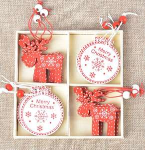 Décorations en bois de Noël Arbre de Noël en bois Renne mixte Ange <span class=keywords><strong>Coeur</strong></span> Oiseau Ornement suspendu - Product Image 2