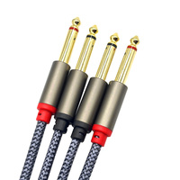 Câble répartiteur en Y 1/4 pouce double TS vers double TS, câble de raccordement plaqué or 6,35 mm mono mâle vers 2 mono mâles pour interface audio