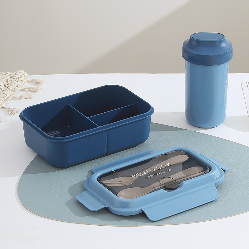 PP three compartments + soup cup-blue