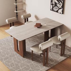 Mesa de Comedor Rectangular Pequeña de Madera Maciza de Nogal Negro de Lujo Retro para Uso en Hoteles, 6 Plazas - Product Image 5