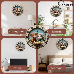 <b>Round</b> Wooden Wall Clock 25x25Cm Silent Modern Living Room Decor Clock - Product Image 5