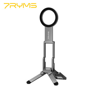 7RYMS 7RIG T1(Gray) Waterproof Flexible Aluminum Magnetic Foldable Carabiner <b>Phone</b> <b>Stand</b> for Smartphone Bed & <b>Desk</b> Use - Product Image 1