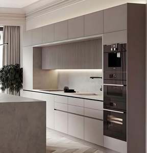 Factory Custom Design Ready to Assemble Island Cabinets Plywood Carcass Kitchen <b>Furniture</b> Cabinets with <b>LED</b> Strip Lights - Product Image 2