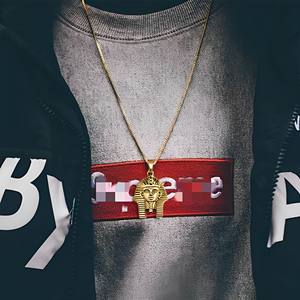 Ciondolo faraone piramide egiziana in oro 18 carati zircone in acciaio inossidabile Tut Feather Jewelry donna faraone egiziano Tut Portrait Gift - Product Image 4