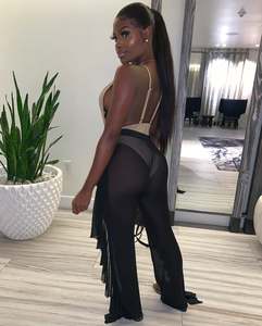 Pantalones transparentes <span class=keywords><strong>de</strong></span> malla Sexy para mujer, pantalones largos informales para cubrir la playa, ropa <span class=keywords><strong>de</strong></span> vacaciones, moda <span class=keywords><strong>de</strong></span> verano nueva - Product Image 5