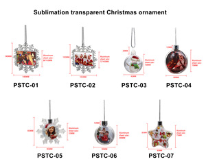 Vente en gros d'ébauches de sublimation boule de Noël en plastique flocon de neige étoile décorations de Noël pour ornements d'arbre cadeaux personnalisés - Product Image 6