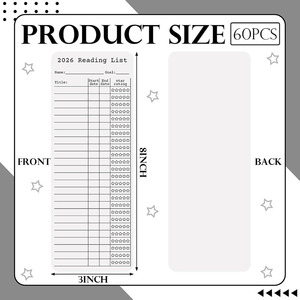 2026 Reading List <b>Bookmark</b> Card 20x7.5cm Mixed Colors Reusable Paper Reading Log For Book Lovers - Product Image 2