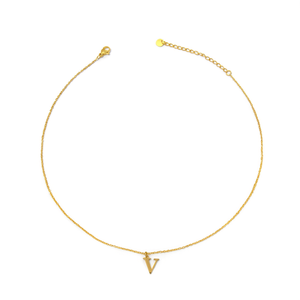 Collar con Colgante de Letra V en Acero Inoxidable 316L Chapado en Oro, Joyería de Moda - Product Image 2