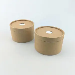 Üst zanaat kahverengi kraft kağıt karton üzerinde bir delik ile özel silindir yuvarlak şekil kutusu ambalaj tüpü