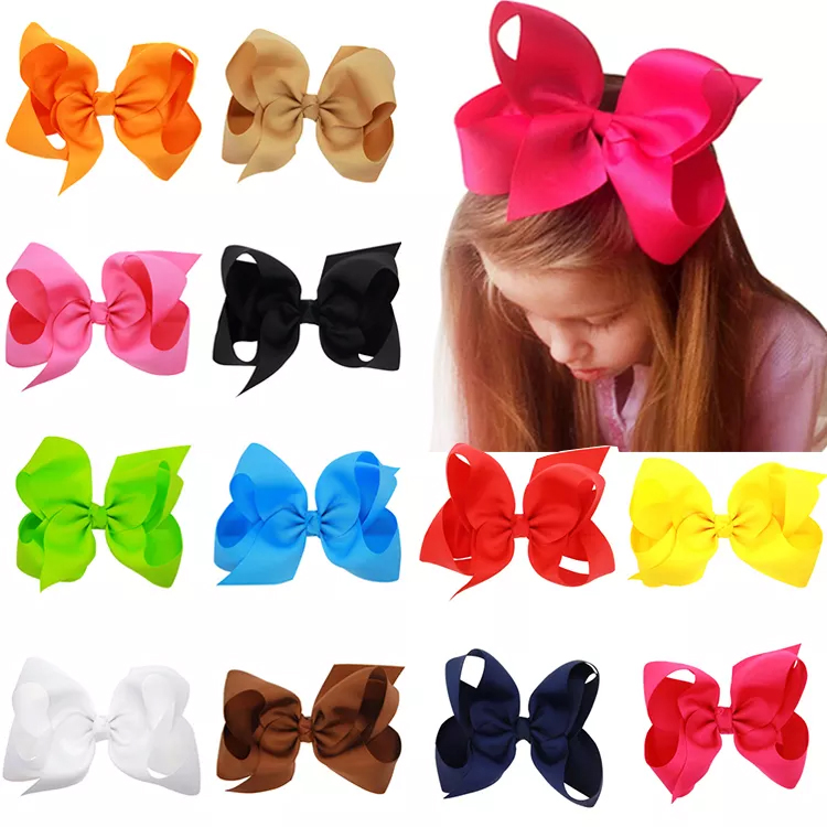 Крупный бант для волос из ленты, 6 дюймов, с зажимами «Аллигатор»