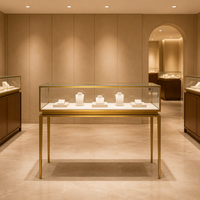 Table de présentation de bijoux en verre trempé et métal de luxe, vitrine à bijoux, comptoir de présentation personnalisé pour magasin de bijoux