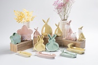 Hasen-Teller aus Porzellan in Rosa und Grün, Schmuckteller, Dekorativer Modischer Teller, Keramik-Dessert- und Essteller für Ostern