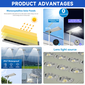 Lámpara Solar LED Integrada Todo en Uno de Alta Luminosidad para Exteriores, Impermeable IP65, de Aluminio Fundido a Presión, 500w 800w - Product Image 2