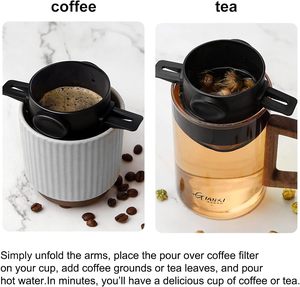 กรวยกรองกาแฟ DIY ตาข่ายสแตนเลส ตะกร้ากรองกาแฟแบบพับได้ อุปกรณ์พกพา - Product Image 4