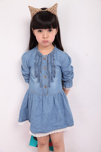 Ropa Infantil al por Mayor, Vestido Corto de Manga Larga de Mezclilla para Niñas Pequeñas de Fabricante Chino - Product Image 3